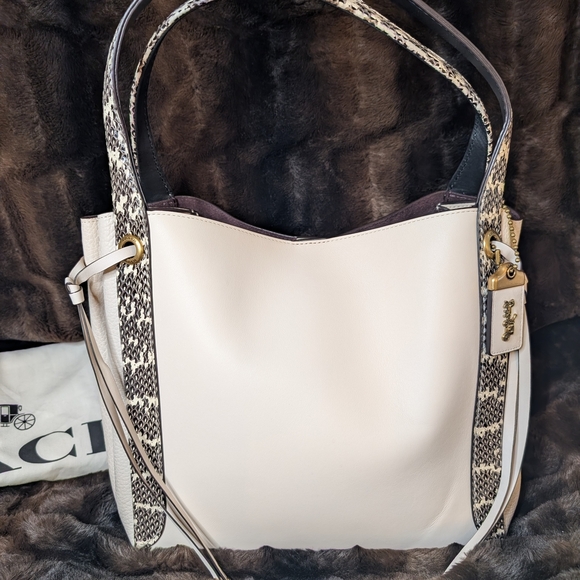 Coach Harmony Hobo Snake Skin Straps Glovetanned Leather Large Shoulder Bag - Picture 2 of 16